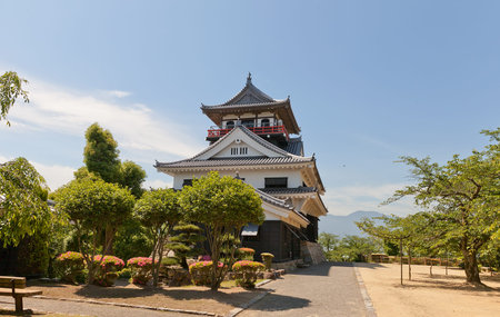 SHIKOKUCHUO, JAPAN - MAY 22, 2015: Main keep (donjon) of Kawanoe castle in Shikokuchuo city, Shikoku...