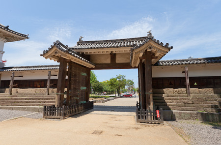 MARUGAME, JAPAN - MAY 22, 2015: Oteninomon (Second Front) Gate (circa 1670) of Marugame castle, Shikoku Island, Japan. Important Cultural Propertyのeditorial素材