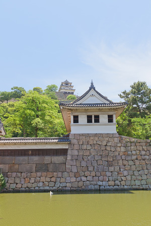 MARUGAME, JAPAN - MAY 22, 2015: Watch tower and main keep (donjon) of Marugame castle, Shikoku Island, Japan. One of only twelve survived original castles inのeditorial素材