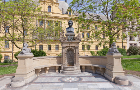 PRAGUE, CZECH REPUBLIC - MAY 11, 2015: Monument to Vitezslav Halek in Prague.  Halek (1835-1874) was a Czech poet, writer, journalist, dramatist, theatre critic and representative of the May schoolのeditorial素材