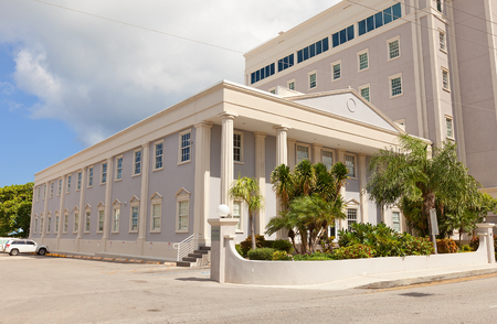 GEORGE TOWN, CAYMAN ISLANDS - SEPTEMBER 19, 2015: Artemis House (1981) in George Town of Grand Cayman (British Overseas Territory). Constructed for Bank of America, currently hosts Appleby Law Firmのeditorial素材