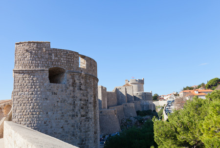 DUBROVNIK, CROATIA - JANUARY 20, 2016: Upper part (north side) of ramparts of Dubrovnik), Croatia.のeditorial素材