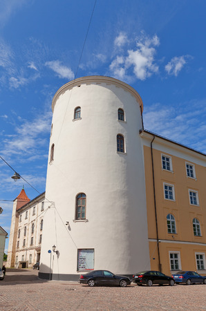 RIGA, LATVIA - JUNE 7, 2016: Lead Tower (circa 1515) of Riga Castle in Riga, Latvia (UNESCO site). Initially constructed in 1330 for Livonian Order now castle serves as President Palaceのeditorial素材