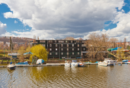 PRAGUE, CZECH REPUBLIC - MARCH 29, 2016: Czech Yacht Club in Prague. Founded in 1893 by Josef Rossler-Orovsky, is one of the oldest yacht club in central Europeのeditorial素材