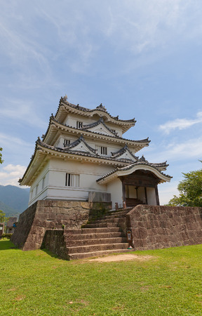 UWAJIMA, JAPAN - JULY 22, 2016: Main keep (Tenshukaku, circa 16th c.) of Uwajima castle, Shikoku Island, Japan. Uwajima is one of only 12 survived castles in Japanのeditorial素材