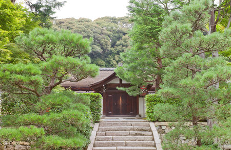 KYOTO, JAPAN - JULY 25, 2016: Entrance to abbot quarters (Hojo) of Ryogin-an sub-temple in Tofuku-ji...