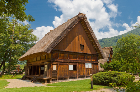 OGIMACI, JAPAN - AUGUST 01, 2016: Main hall of Shinsho-ji Temple (circa 19th c.) in Ogimachi gassho style village of Shirakawa-go district.のeditorial素材