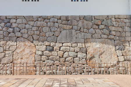 TOYAMA, JAPAN - AUGUST 05, 2016: Giant stones in the foundation of the main keep of Toyama castle. Castle was founded in 1543 by Jinbo Nagamoto, dismantled in 1870, reconstructed in 1954のeditorial素材
