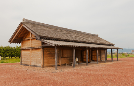 MORIOKA, JAPAN - MAY 22, 2017: Reconstructed administrative building of Shiwa Castle in Morioka, Japan. Castle was erected in 803 against local emishi tribes and abandoned in 811のeditorial素材