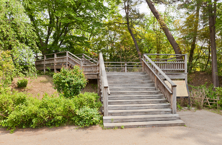 HIROSAKI, JAPAN - MAY 23, 2017: Site of former Neno Turret of Hirosaki Castle, Japan. Castle was erected in 1611 by Tsugaru Nobuhira, designated National Historic Site in 1952のeditorial素材