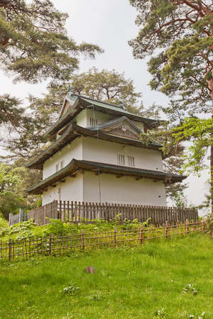 HIROSAKI, JAPAN - MAY 23, 2017: Ninomaru Hitsujisaru Turret (circa 17th c.) of Hirosaki Castle. Important Cultural Property of Japanのeditorial素材