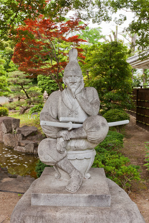 OKAZAKI, JAPAN - MAY 31, 2017: Statue of Tokugawa Ieyasu in Okazaki Castle, Japan. Ieyasu (1543-1616) was samurai and first shogun of Edo shogunate, which effectively ruled Japan for 250 yearsのeditorial素材
