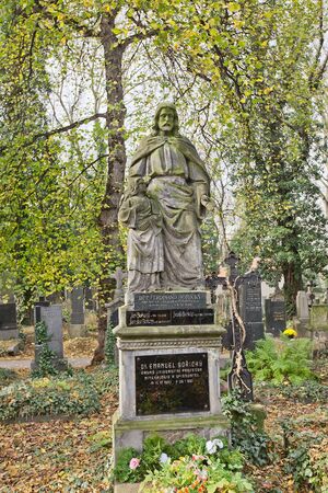 PRAGUE, CZECH REPUBLIC - NOVEMBER 4, 2017: Tomb of Emanuel Boricky (1840-1881) and his relatives on Olsany Cemetery in Prague. Boricky was Czech geologist, mineralogist and professorのeditorial素材