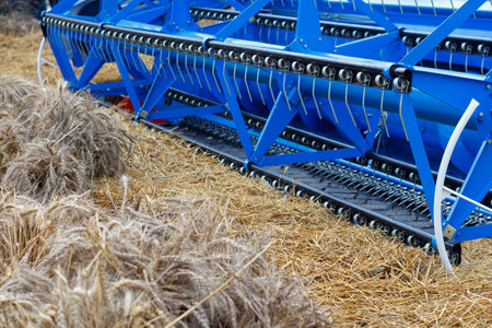 Blue cutting machine of a combine harvester.の写真素材