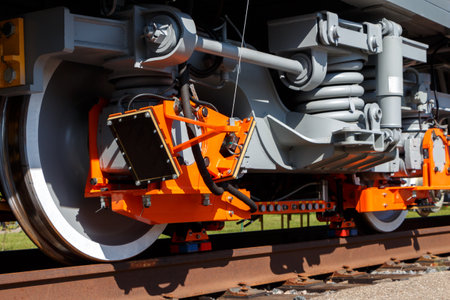 Device for servicing the railway track mounted on a trolley.の写真素材