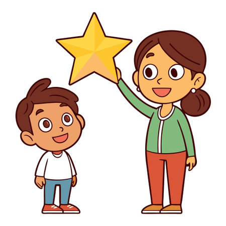 Kids with star icon cartoon vector illustration graphic design vector illustration graphic designのイラスト素材
