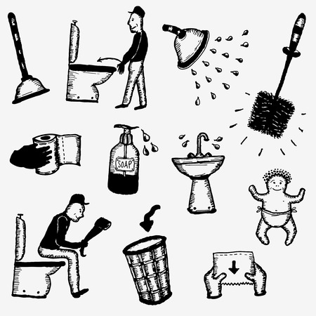 Illustration of a set of hand drawn doodle hygieneのイラスト素材