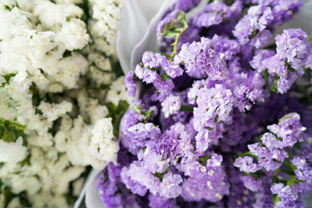 beautiful colorful fresh statice flower in the flower marketの写真素材