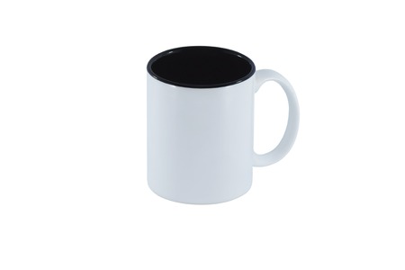 It is white mug with black inside isolated on white background の写真素材