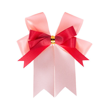 It is Pink and red bow isolated on white.の写真素材