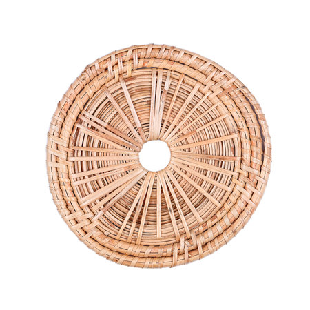 It is Woven rattan coaster isolated on white.