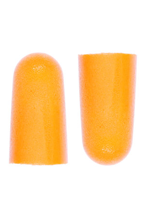 It is Foam ear plugs isolated on white.