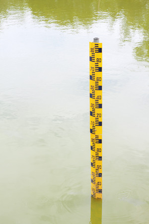 It is Water level indicator in water.の写真素材