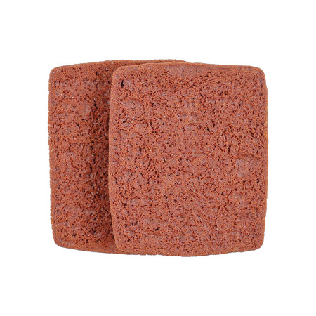 it is two chocolate butter cookies isolated on white.の写真素材