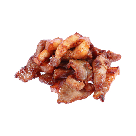 it is pile of fried pork isolated on white.の写真素材