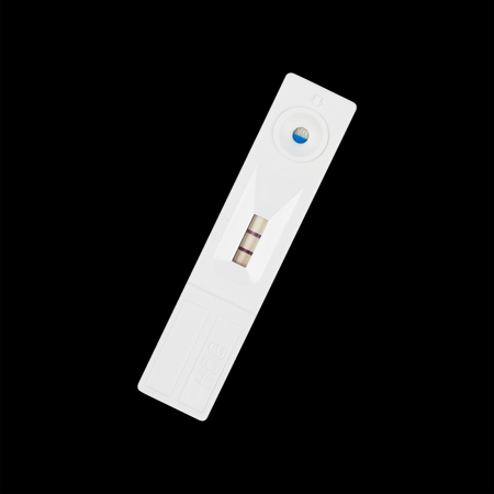 it is positive pregnancy test,cassette format isolated on black.の写真素材