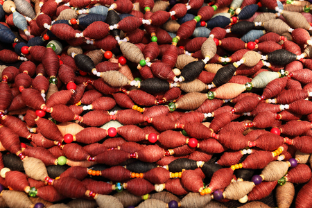 it is pile of cotton reels.の写真素材