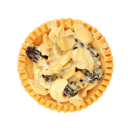 it is circle mixed nuts tart isolated on white.の写真素材