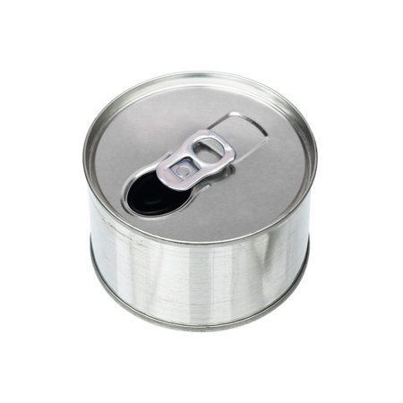 A open aluminum can isolated on white.