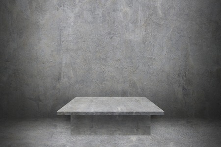 one cement table on concrete wall and floor for pattern and design.の写真素材