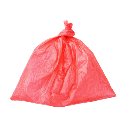red plastic bag isolated on white.の写真素材