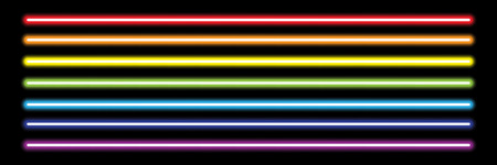 horizontal rainbow neon tube lights on black,vector illustration.のイラスト素材