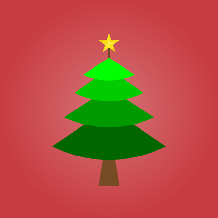 one green christmas tree on red for pattern and design,vector illustration.のイラスト素材