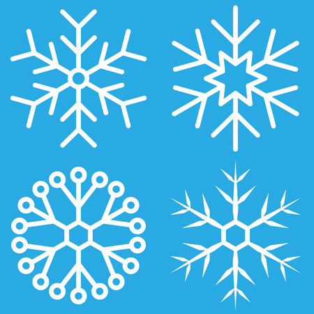 set of white four snowflakes on blue,vector illustration.のイラスト素材