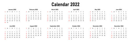 happy new year calendar 2022 on white,vector illustration.のイラスト素材