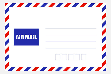 white air mail envelope with red and blue rim isolated on white,vector illustration.のイラスト素材