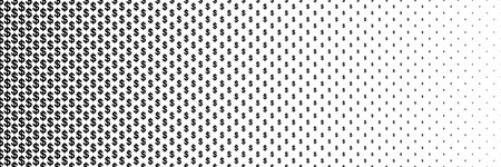 horizontal black halftone of dollar currency sign design for pattern and background.のイラスト素材