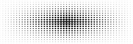 horizontal halftone of black heart shape design for pattern and valentine's day background.のイラスト素材