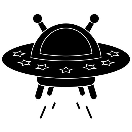 one black UFO or unidentified flying object icon on white,vector illustrationのイラスト素材