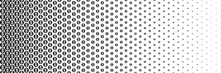 horizontal black halftone of dollar currency sign coin design for pattern and background.のイラスト素材