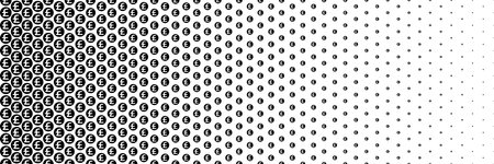 horizontal black halftone of pound sterling currency sign coin design for pattern and background.のイラスト素材