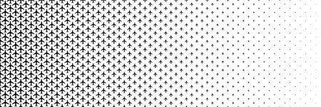 horizontal black halftone of aeroplane design for pattern and background.のイラスト素材