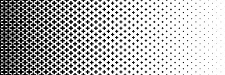 horizontal halftone of black cross or plus design for pattern and background.のイラスト素材