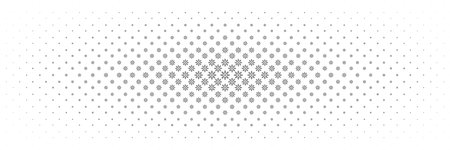 horizontal halftone of black snowflake design for pattern and background.のイラスト素材