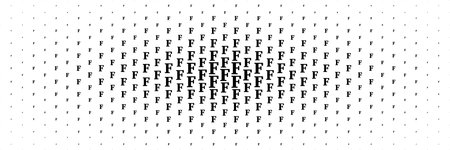 horizontal halftone of black capital letter f spreading from center for pattern and background.のイラスト素材