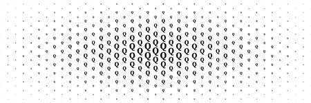 horizontal halftone of black capital letter q spreading from center for pattern and background.のイラスト素材